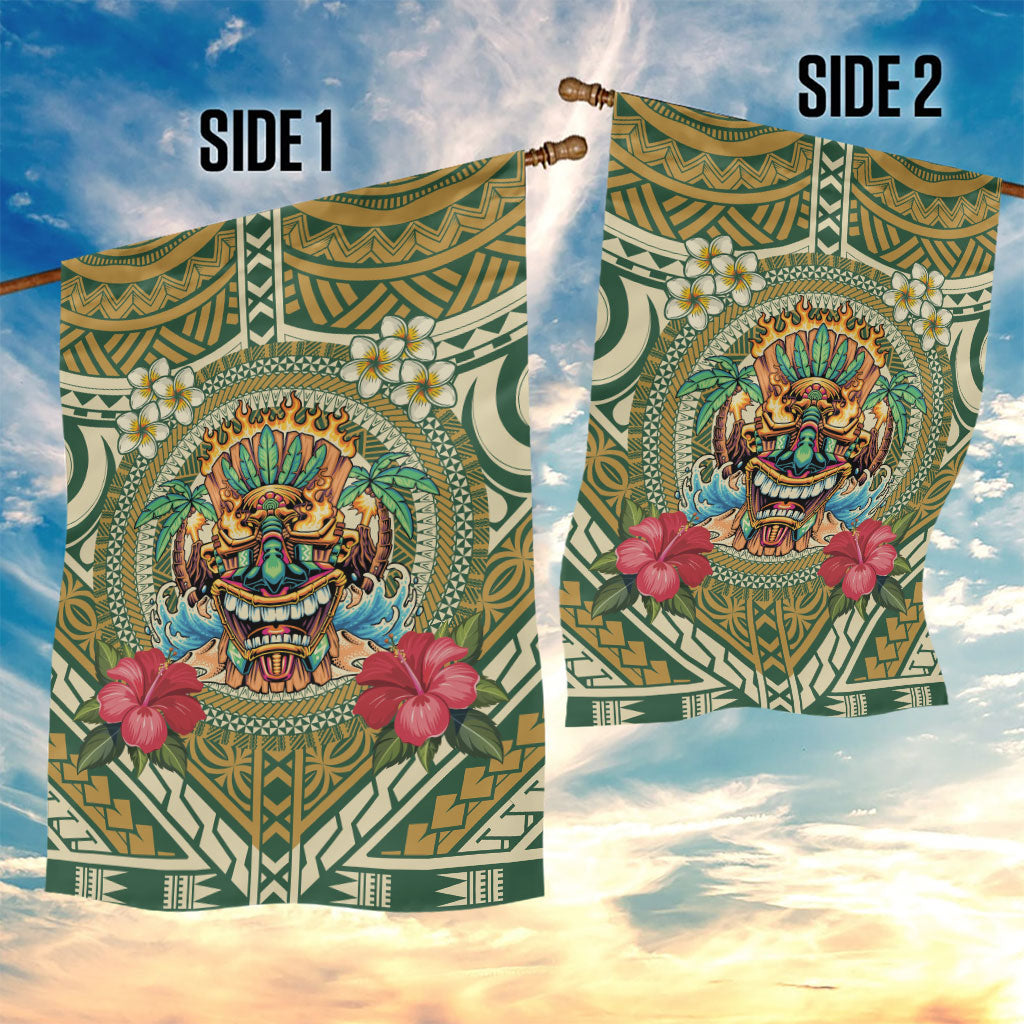 Hawaii Tiki Mask Garden Flag Mele Kalikimaka i Iulai! LT9 - Polynesian Pride