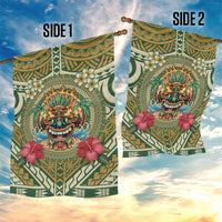Hawaii Tiki Mask Garden Flag Mele Kalikimaka i Iulai! LT9 - Polynesian Pride