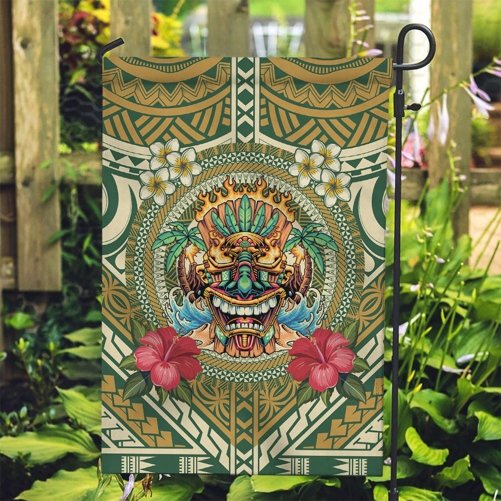 Hawaii Tiki Mask Garden Flag Mele Kalikimaka i Iulai! LT9 Garden Flag Green - Polynesian Pride