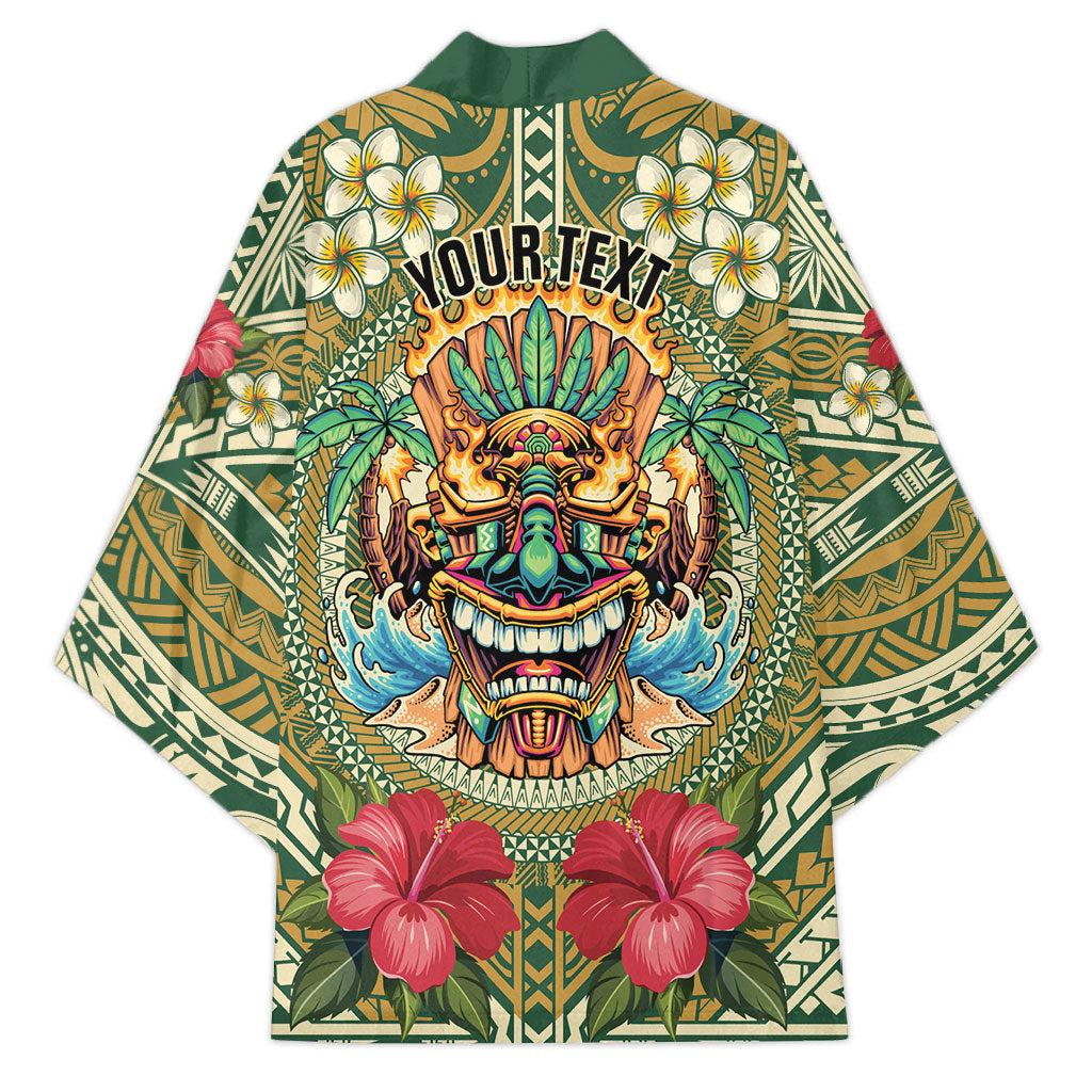 Hawaii Tiki Mask Personalized Kimono Mele Kalikimaka i Iulai! LT9 - Polynesian Pride
