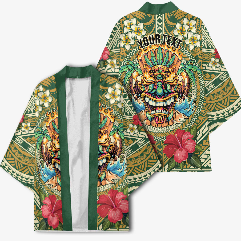 Hawaii Tiki Mask Personalized Kimono Mele Kalikimaka i Iulai! LT9 - Polynesian Pride