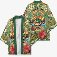 Hawaii Tiki Mask Personalized Kimono Mele Kalikimaka i Iulai! LT9 - Polynesian Pride