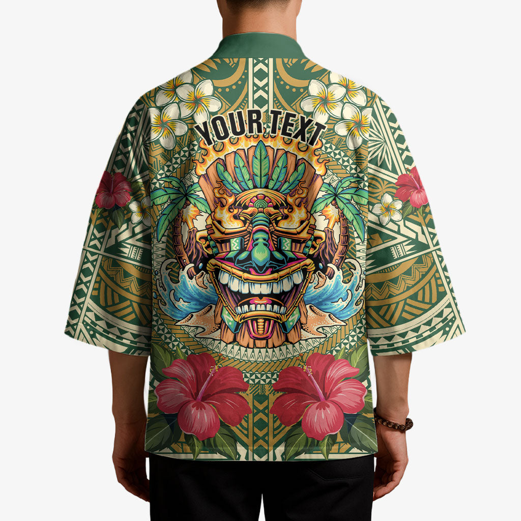 Hawaii Tiki Mask Personalized Kimono Mele Kalikimaka i Iulai! LT9 - Polynesian Pride