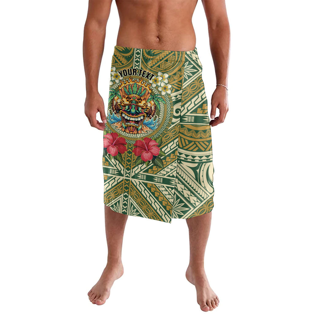 Hawaii Tiki Mask Personalized Lavalava Mele Kalikimaka i Iulai! LT9 Green - Polynesian Pride