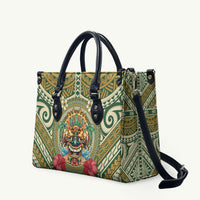 Hawaii Tiki Mask Leather Bag Mele Kalikimaka i Iulai! LT9 Green - Polynesian Pride