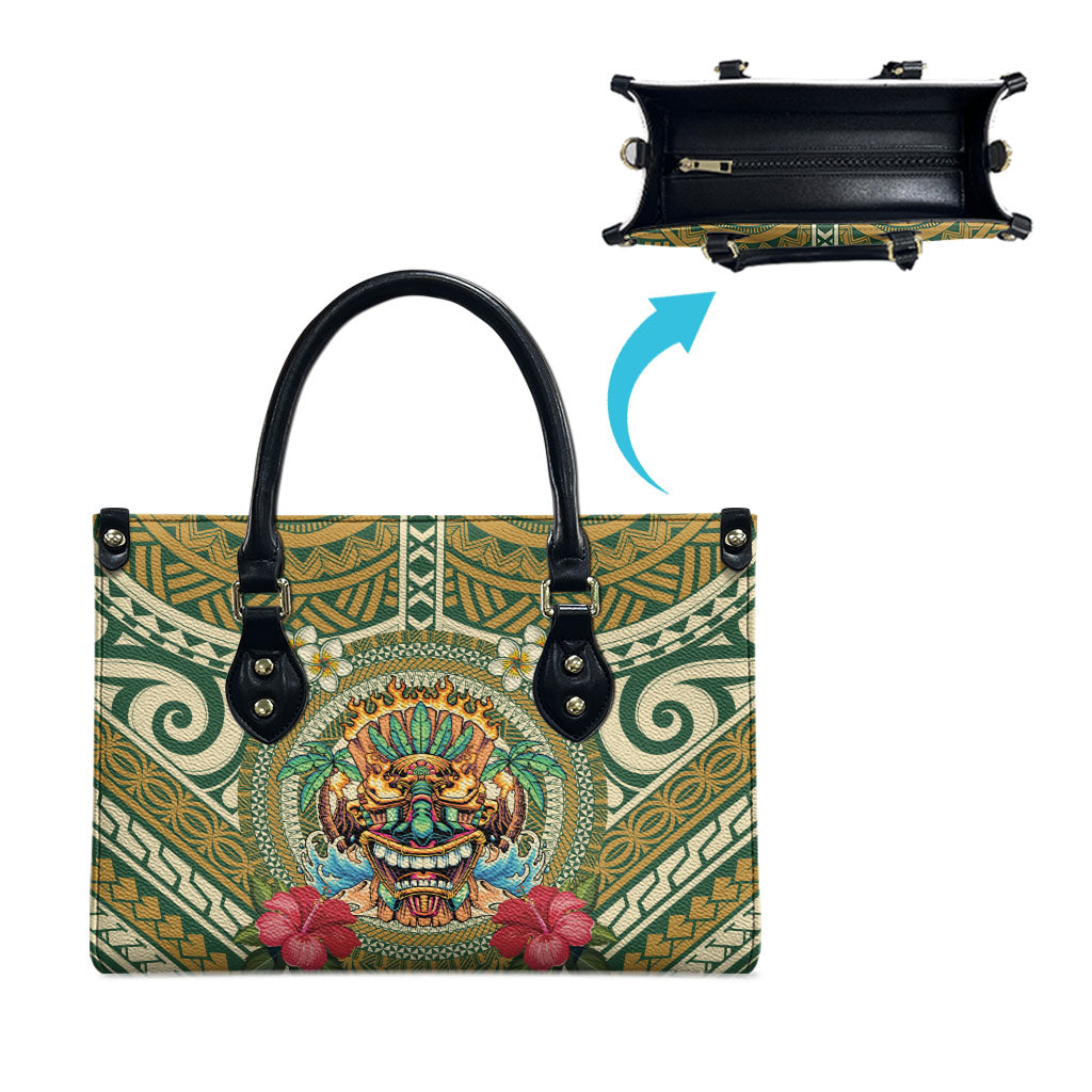 Hawaii Tiki Mask Leather Bag Mele Kalikimaka i Iulai! LT9 - Polynesian Pride