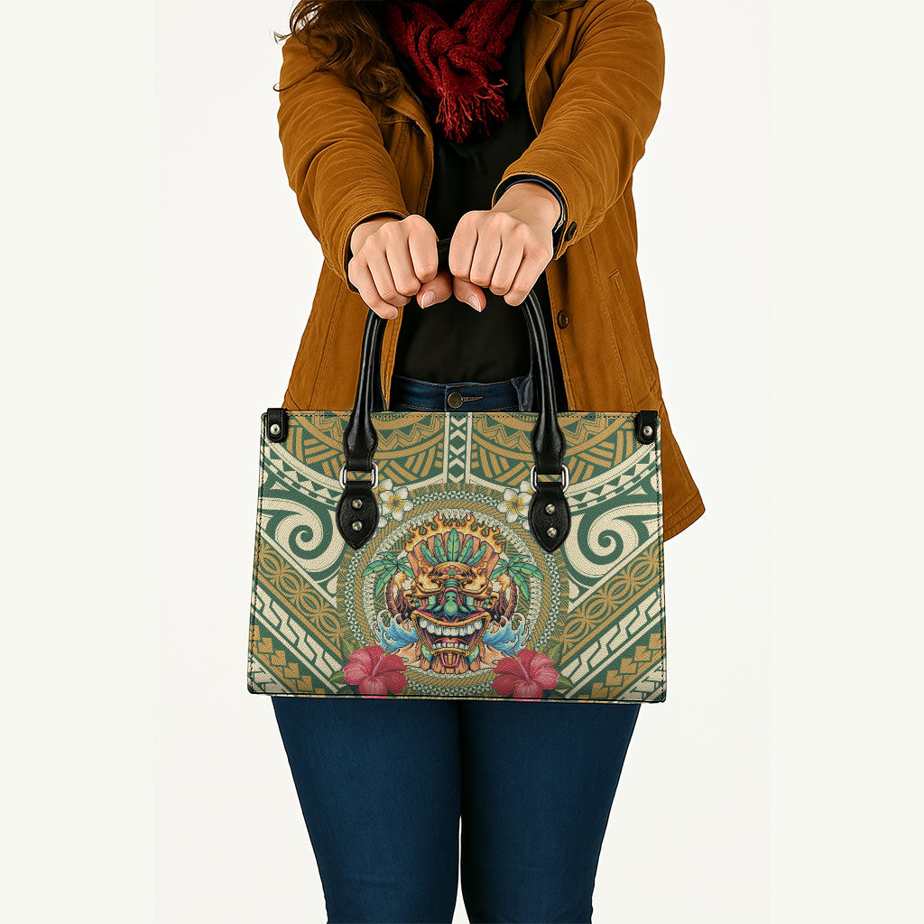 Hawaii Tiki Mask Leather Bag Mele Kalikimaka i Iulai! LT9 - Polynesian Pride