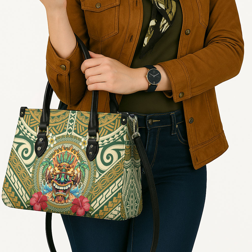 Hawaii Tiki Mask Leather Bag Mele Kalikimaka i Iulai! LT9 - Polynesian Pride
