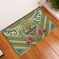 Hawaii Tiki Mask Rubber Doormat Mele Kalikimaka i Iulai! LT9 - Polynesian Pride