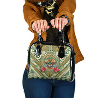 Hawaii Tiki Mask Shoulder Handbag Mele Kalikimaka i Iulai! LT9 One Size Green - Polynesian Pride