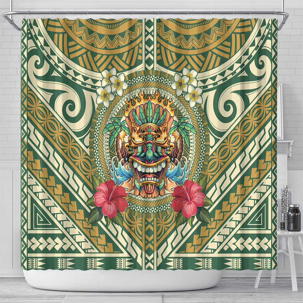Hawaii Tiki Mask Shower Curtain Mele Kalikimaka i Iulai! LT9 - Polynesian Pride