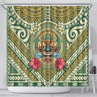 Hawaii Tiki Mask Shower Curtain Mele Kalikimaka i Iulai! LT9 - Polynesian Pride