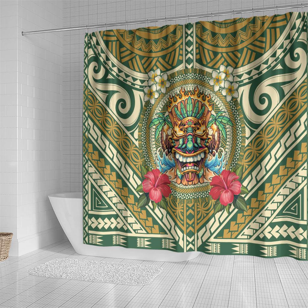 Hawaii Tiki Mask Shower Curtain Mele Kalikimaka i Iulai! LT9 - Polynesian Pride