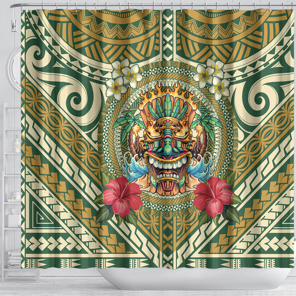 Hawaii Tiki Mask Shower Curtain Mele Kalikimaka i Iulai! LT9 - Polynesian Pride
