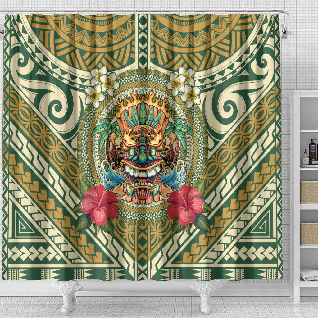Hawaii Tiki Mask Shower Curtain Mele Kalikimaka i Iulai! LT9 - Polynesian Pride