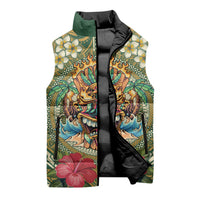 Hawaii Tiki Mask Personalized Sleeveless Puffer Jacket Mele Kalikimaka i Iulai! LT9 - Polynesian Pride