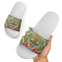 Hawaii Tiki Mask Slide Sandals Mele Kalikimaka i Iulai! LT9 - Polynesian Pride