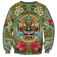Hawaii Tiki Mask Personalized Sweatshirt Mele Kalikimaka i Iulai! LT9 - Polynesian Pride