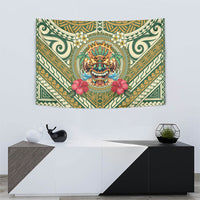 Hawaii Tiki Mask Tapestry Mele Kalikimaka i Iulai! LT9 - Polynesian Pride