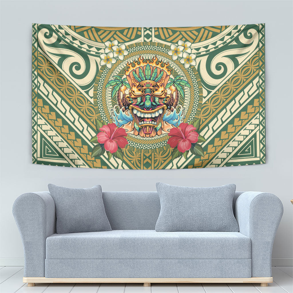 Hawaii Tiki Mask Tapestry Mele Kalikimaka i Iulai! LT9 - Polynesian Pride