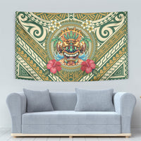 Hawaii Tiki Mask Tapestry Mele Kalikimaka i Iulai! LT9 - Polynesian Pride