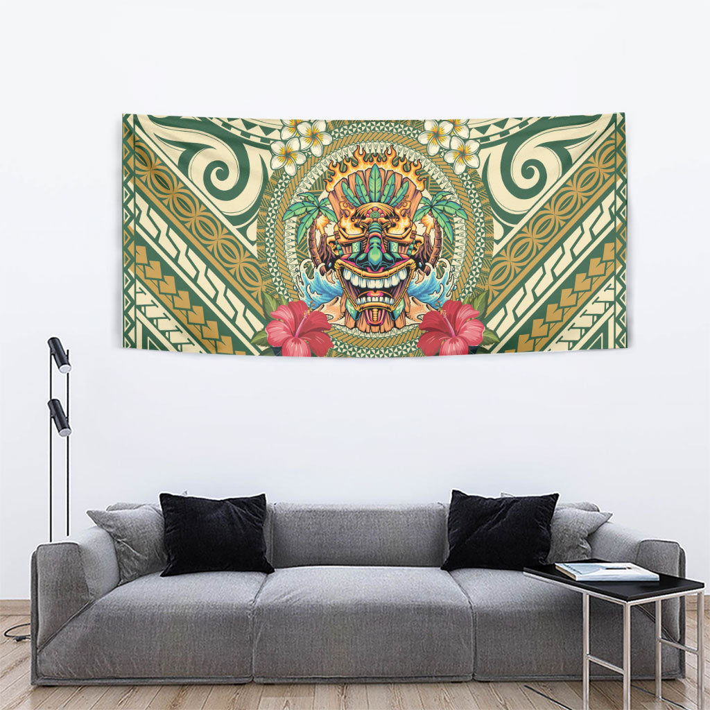 Hawaii Tiki Mask Tapestry Mele Kalikimaka i Iulai! LT9 - Polynesian Pride