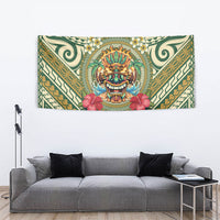 Hawaii Tiki Mask Tapestry Mele Kalikimaka i Iulai! LT9 - Polynesian Pride
