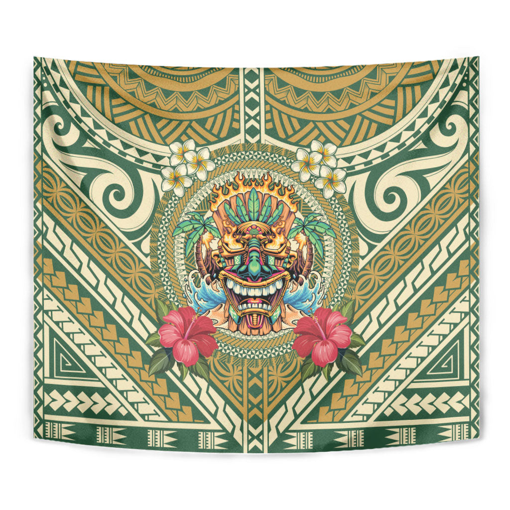 Hawaii Tiki Mask Tapestry Mele Kalikimaka i Iulai! LT9 - Polynesian Pride