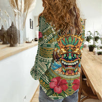 Hawaii Tiki Mask Personalized Women Casual Shirt Mele Kalikimaka i Iulai! LT9 - Polynesian Pride