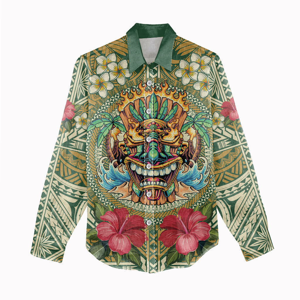 Hawaii Tiki Mask Personalized Women Casual Shirt Mele Kalikimaka i Iulai! LT9 - Polynesian Pride