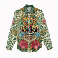 Hawaii Tiki Mask Personalized Women Casual Shirt Mele Kalikimaka i Iulai! LT9 - Polynesian Pride