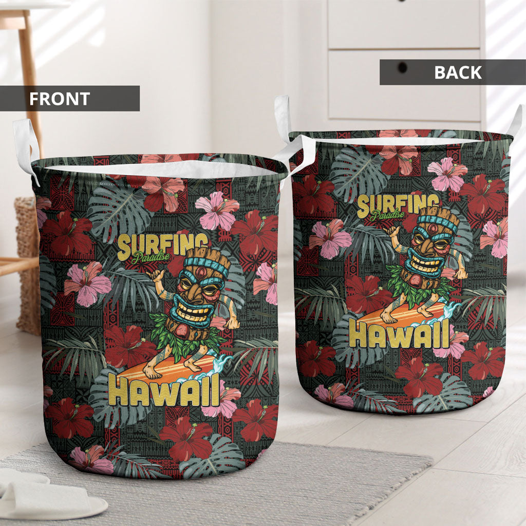 Hawaii Tiki Surfing Laundry Basket Mele Kalikimaka i Iulai! LT9 - Polynesian Pride