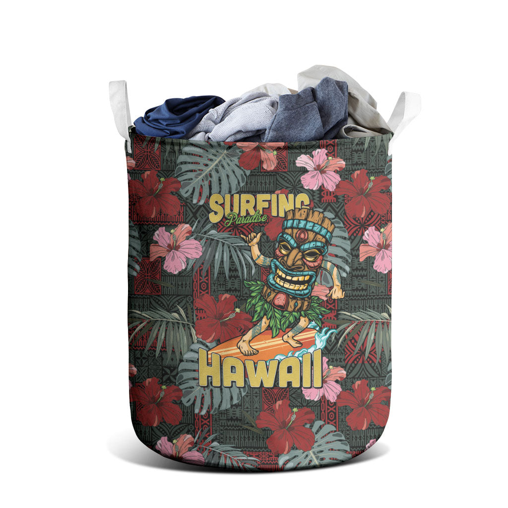 Hawaii Tiki Surfing Laundry Basket Mele Kalikimaka i Iulai! LT9 - Polynesian Pride