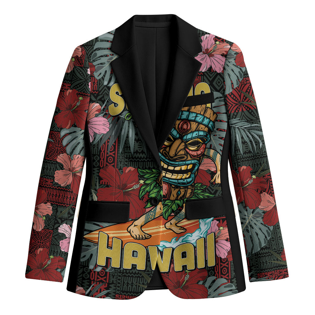 Hawaii Tiki Surfing Blazer Mele Kalikimaka i Iulai! LT9 Unisex Black - Polynesian Pride