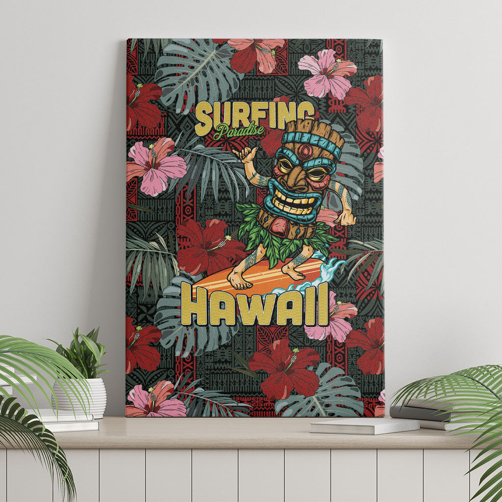 Hawaii Tiki Surfing Canvas Wall Art Mele Kalikimaka i Iulai! LT9 - Polynesian Pride