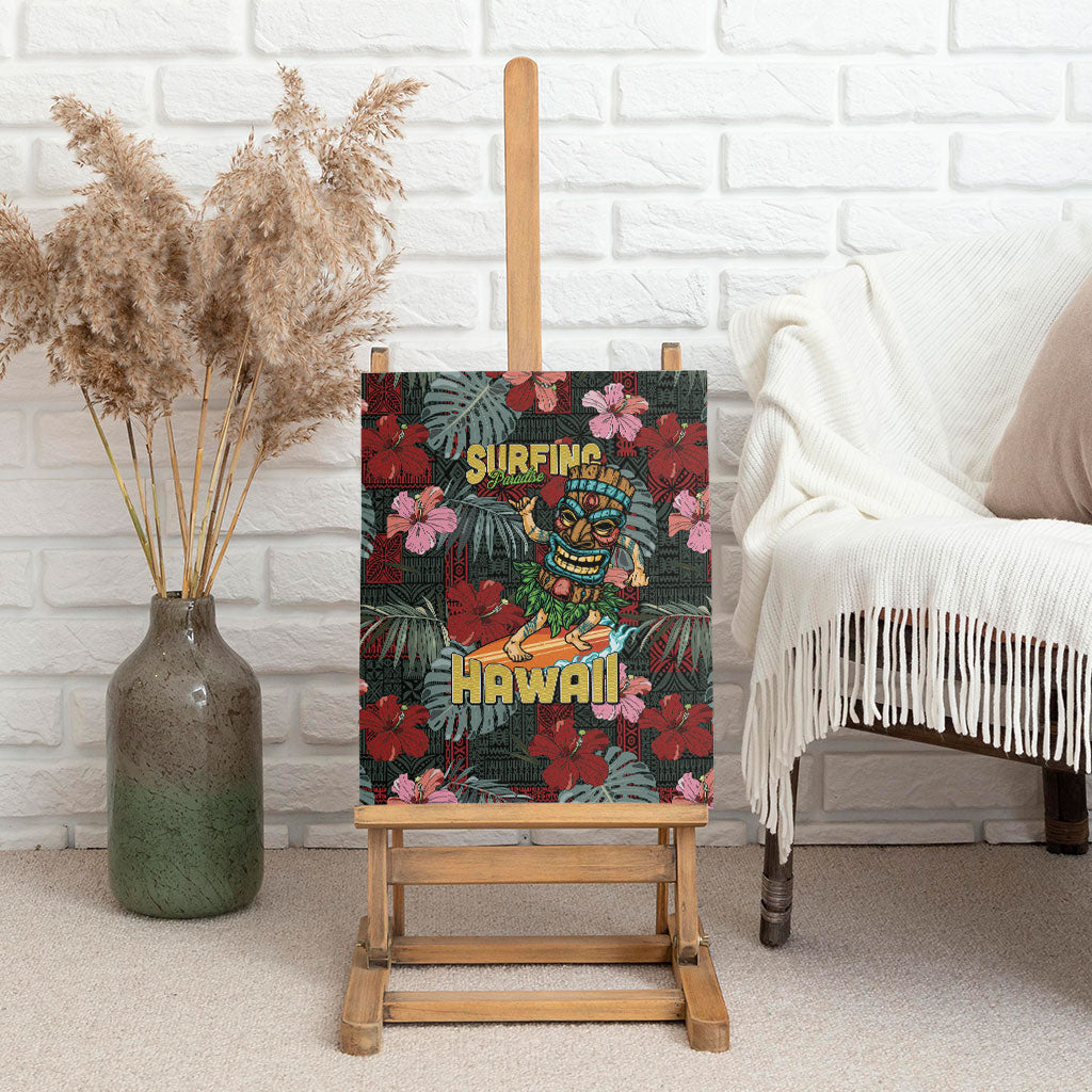 Hawaii Tiki Surfing Canvas Wall Art Mele Kalikimaka i Iulai! LT9 - Polynesian Pride