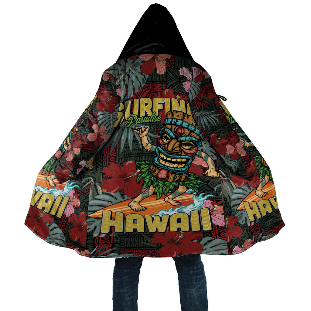 Hawaii Tiki Surfing Cloak Mele Kalikimaka i Iulai! LT9 Unisex Black - Polynesian Pride
