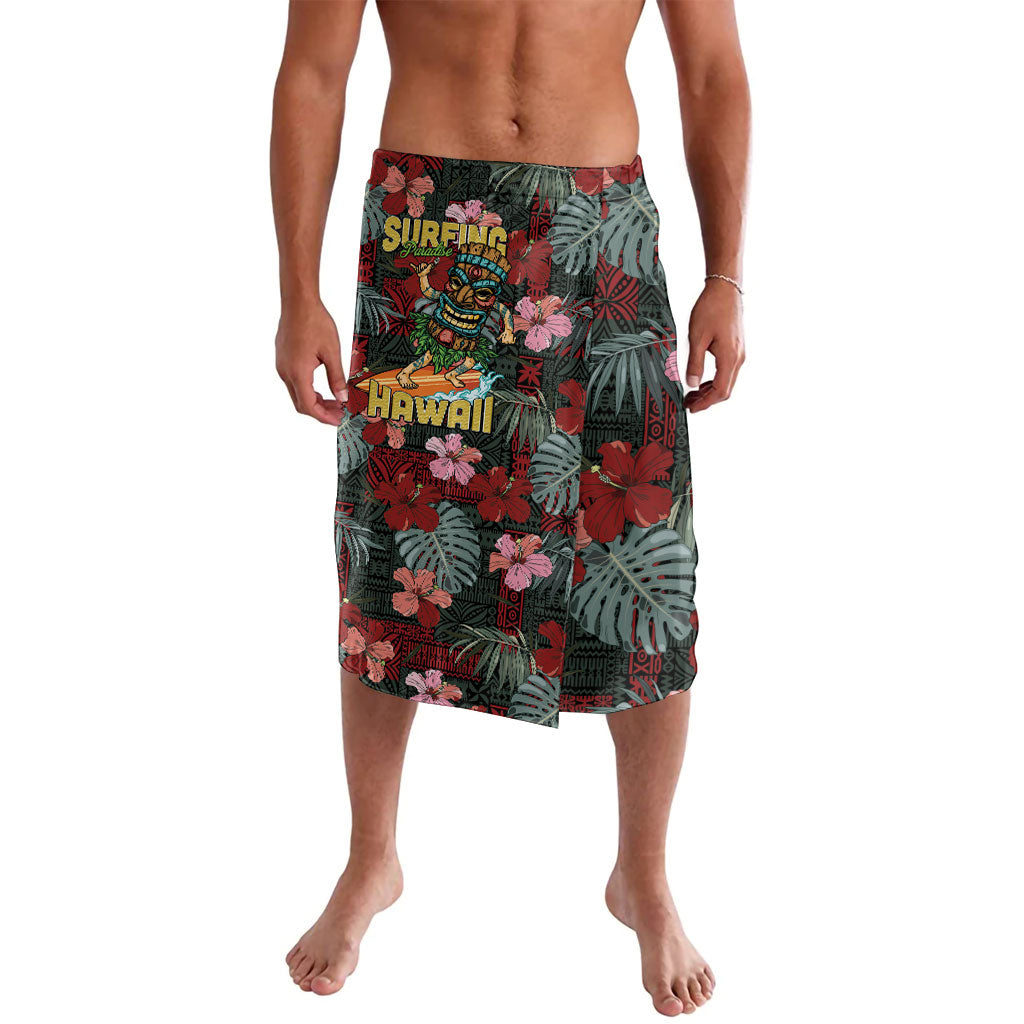 Hawaii Tiki Surfing Lavalava Mele Kalikimaka i Iulai! LT9 Black - Polynesian Pride