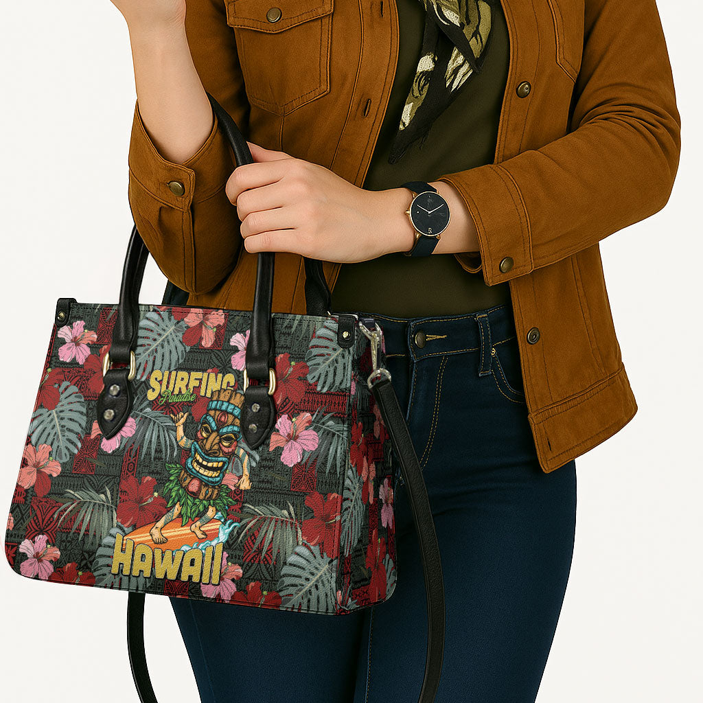 Hawaii Tiki Surfing Leather Bag Mele Kalikimaka i Iulai! LT9 - Polynesian Pride