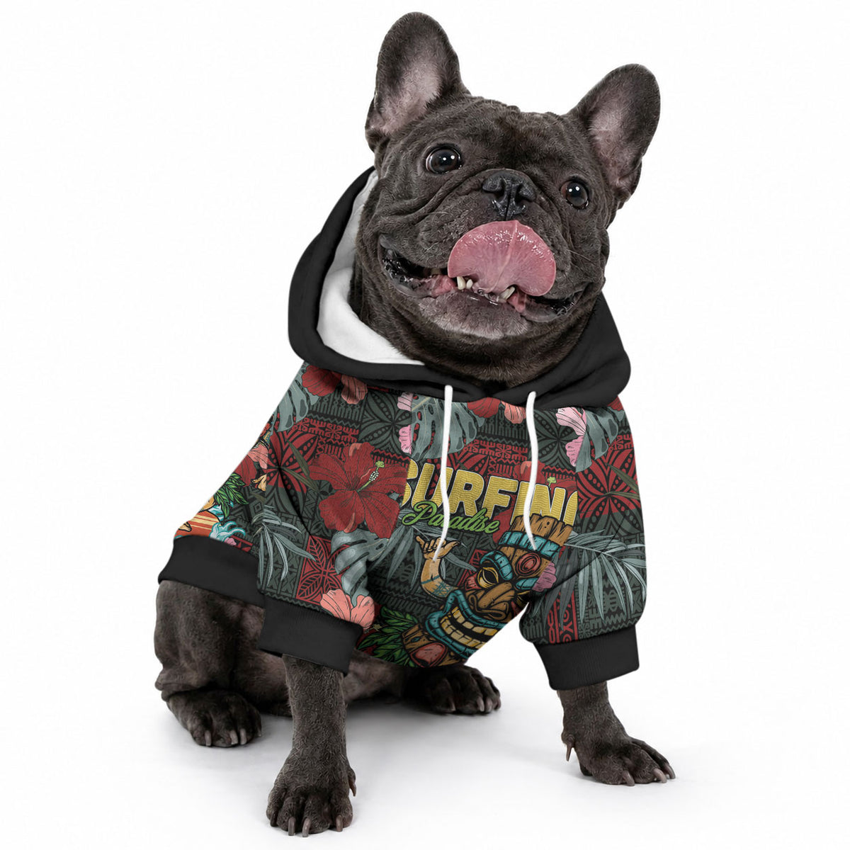 Hawaii Tiki Surfing Pet Hoodie Mele Kalikimaka i Iulai! LT9 - Polynesian Pride