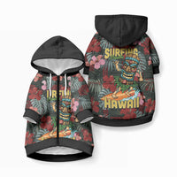 Hawaii Tiki Surfing Pet Hoodie Mele Kalikimaka i Iulai! LT9 Zip-up Black - Polynesian Pride