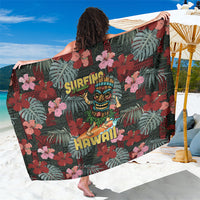 Hawaii Tiki Surfing Sarong Mele Kalikimaka i Iulai! LT9 One Size 44 x 66 inches Black - Polynesian Pride