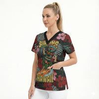 Hawaii Tiki Surfing Scrub Top Mele Kalikimaka i Iulai! LT9 - Polynesian Pride