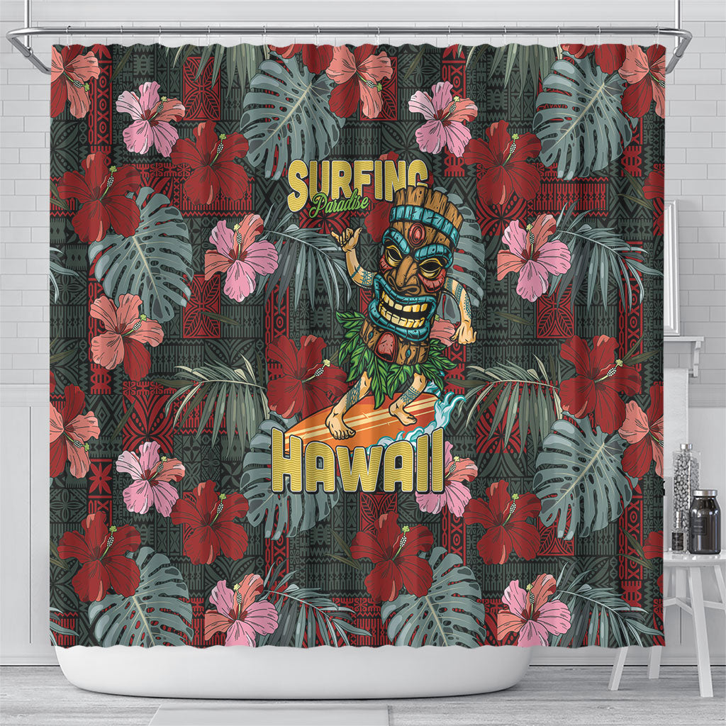 Hawaii Tiki Surfing Shower Curtain Mele Kalikimaka i Iulai! LT9 - Polynesian Pride