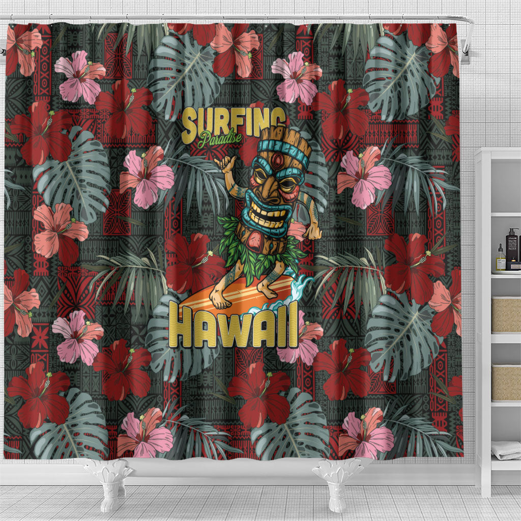 Hawaii Tiki Surfing Shower Curtain Mele Kalikimaka i Iulai! LT9 - Polynesian Pride