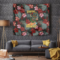 Hawaii Tiki Surfing Tapestry Mele Kalikimaka i Iulai! LT9 Black - Polynesian Pride
