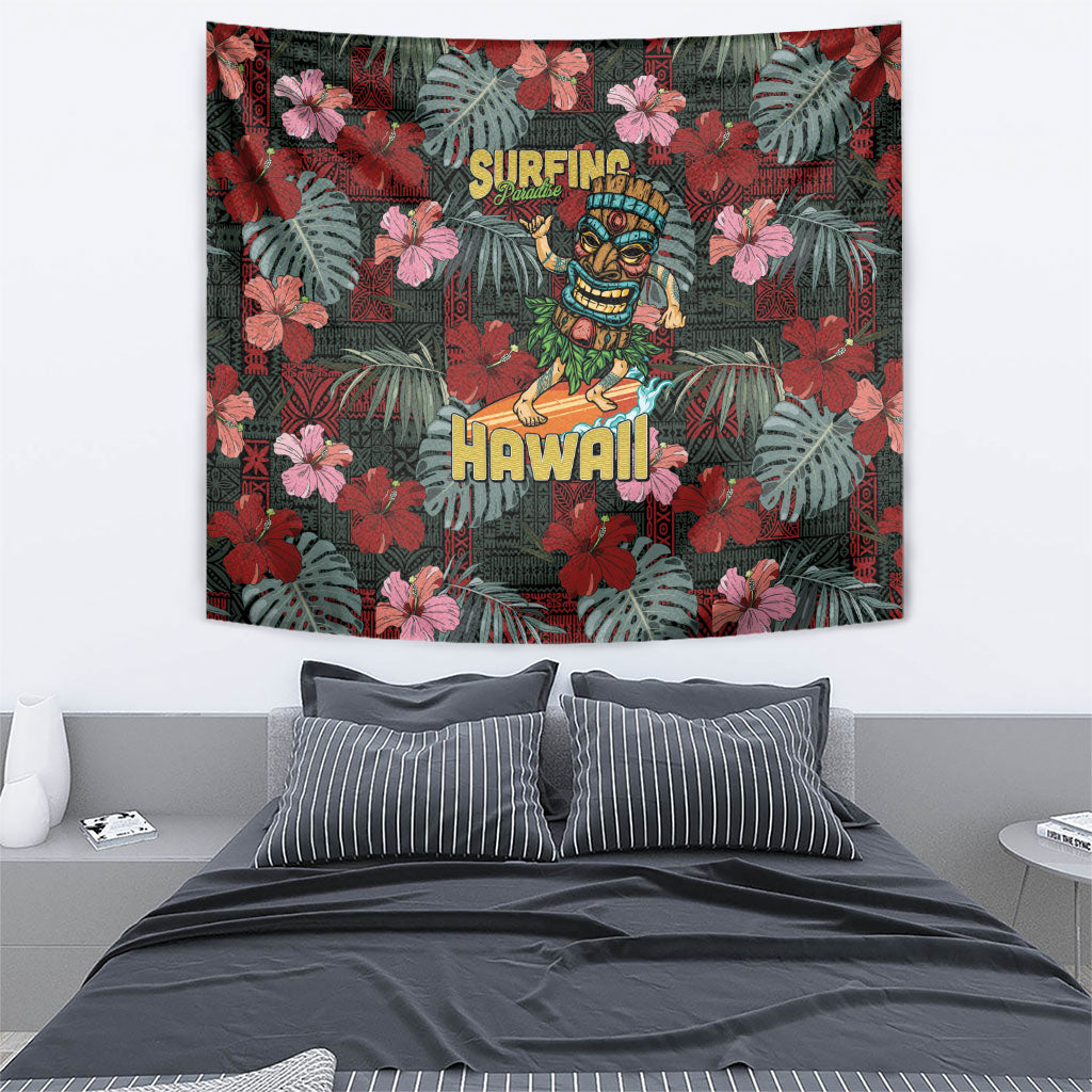 Hawaii Tiki Surfing Tapestry Mele Kalikimaka i Iulai! LT9 - Polynesian Pride