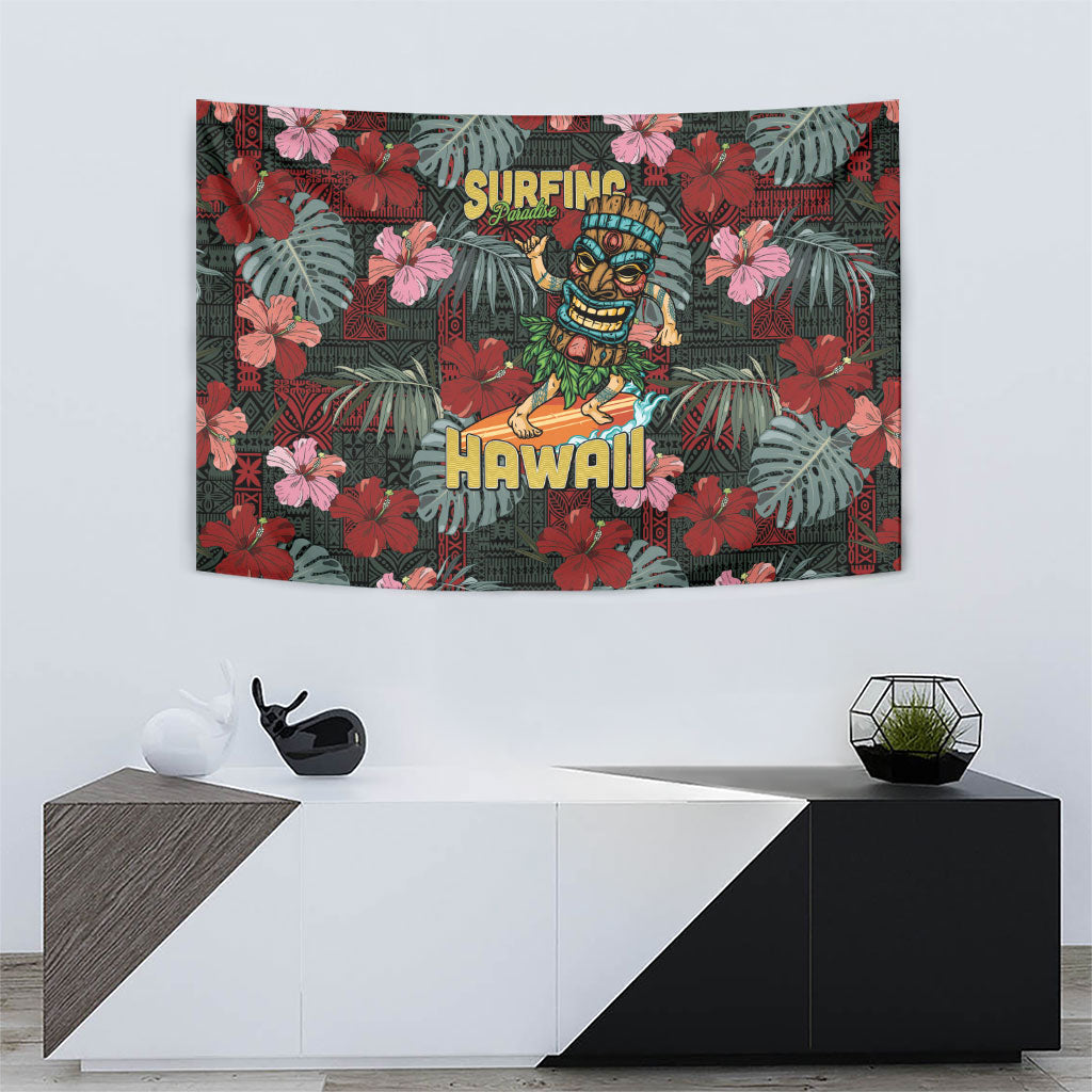 Hawaii Tiki Surfing Tapestry Mele Kalikimaka i Iulai! LT9 - Polynesian Pride