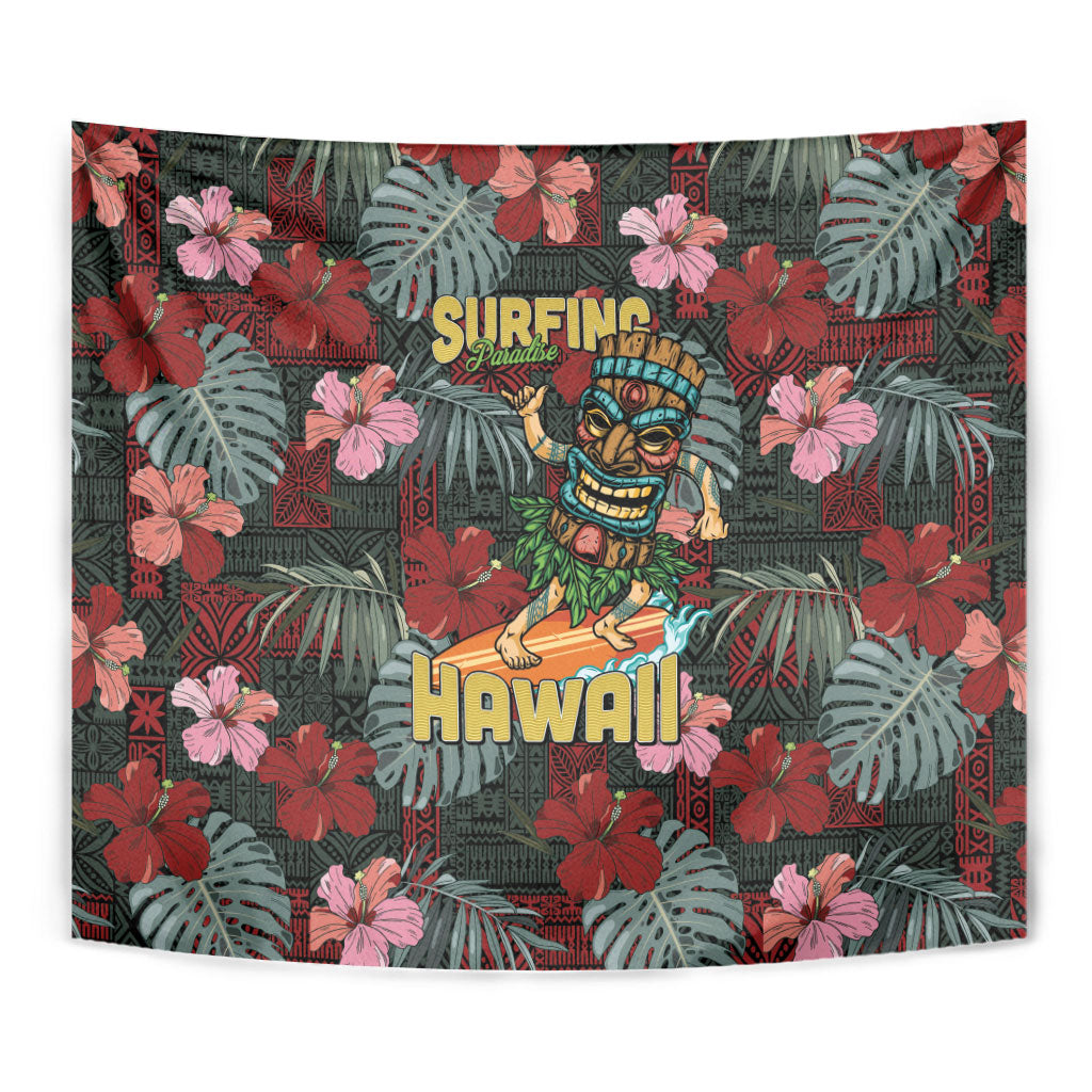 Hawaii Tiki Surfing Tapestry Mele Kalikimaka i Iulai! LT9 - Polynesian Pride