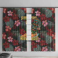 Hawaii Tiki Surfing Window Curtain Mele Kalikimaka i Iulai! LT9 With Hooks Black - Polynesian Pride